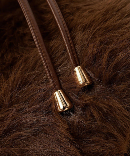 【THE PAUSE】仿皮草抽繩揹包