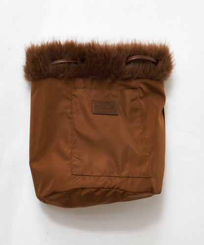 【THE PAUSE】仿皮草抽繩揹包