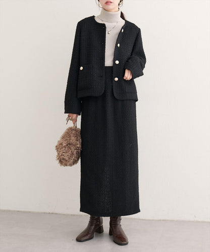 混紡高腰修身半身裙