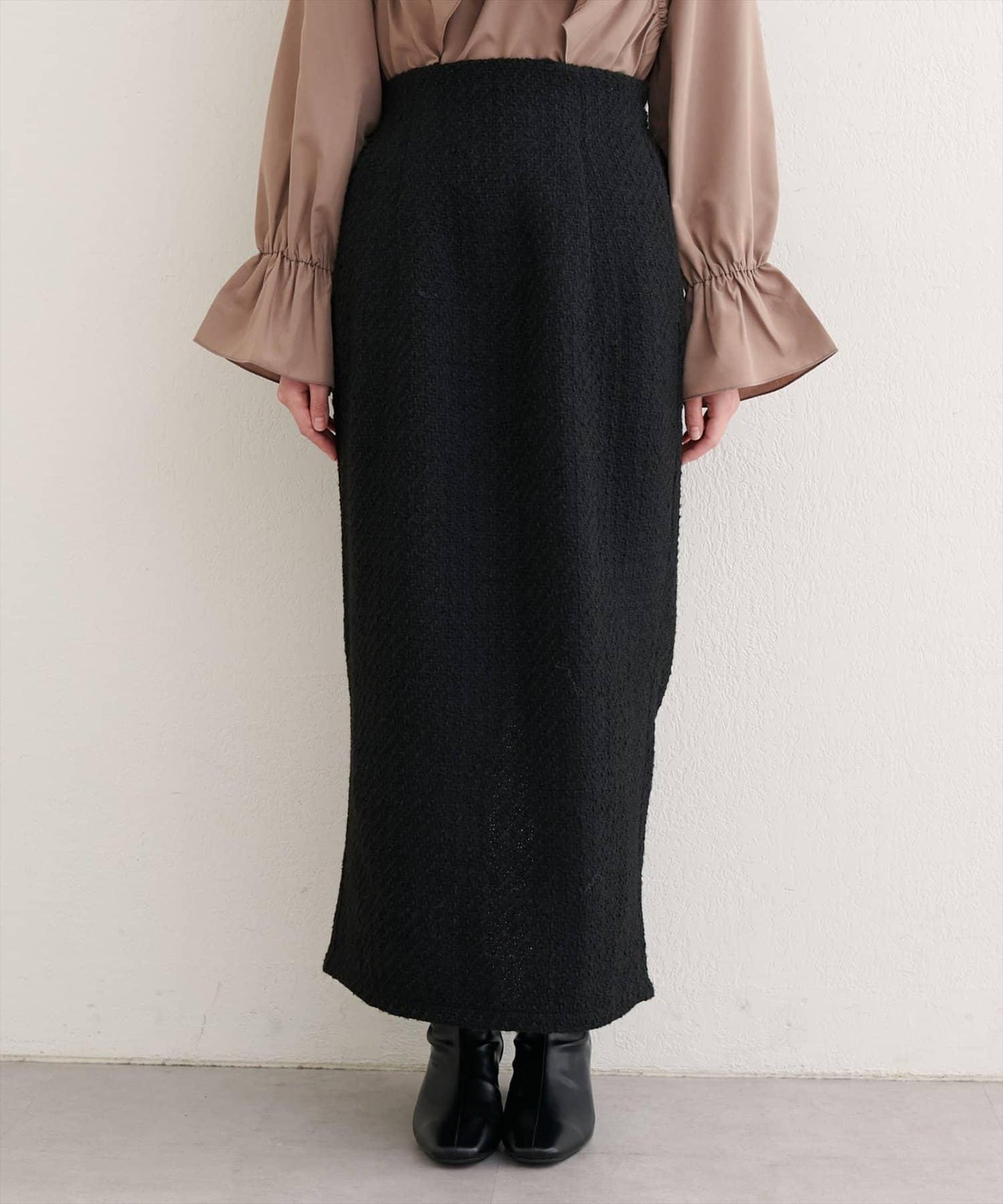 混紡高腰修身半身裙