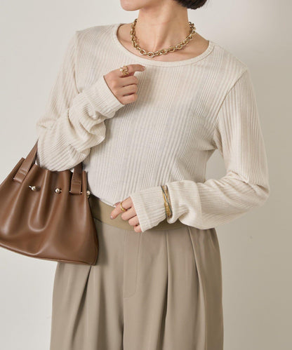 隨機亮絲羅紋針織衫