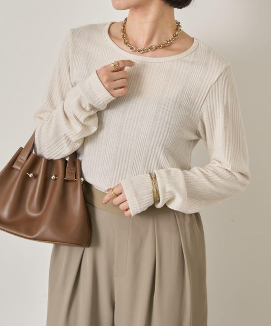 隨機亮絲羅紋針織衫