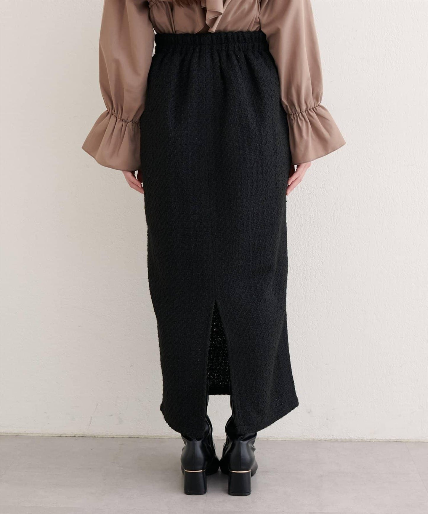 混紡高腰修身半身裙