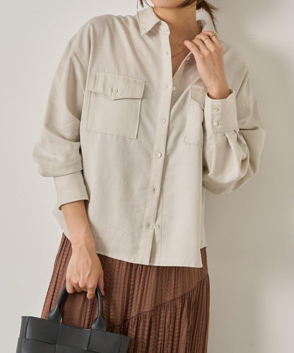 袖褶雙口袋襯衫