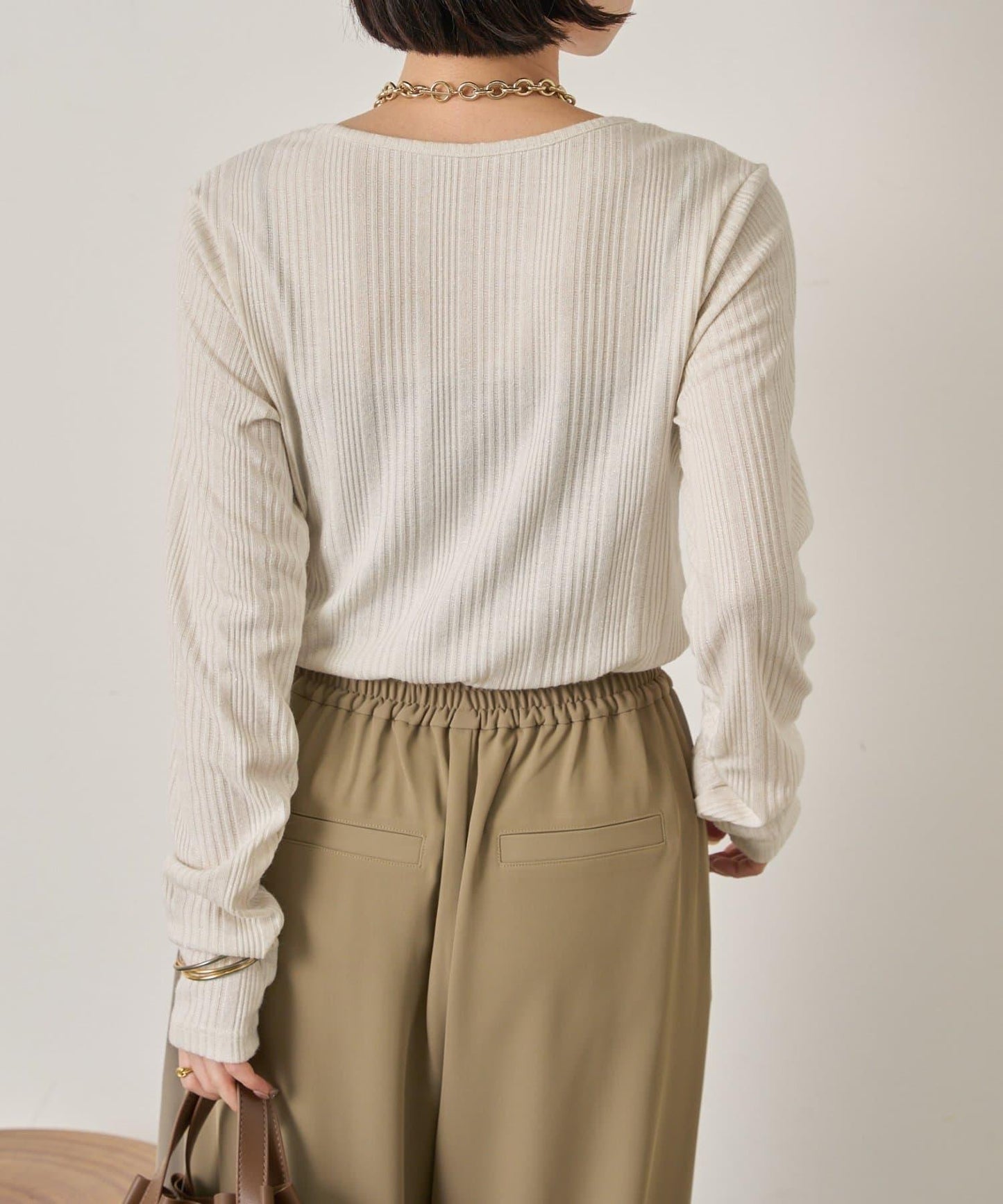 隨機亮絲羅紋針織衫