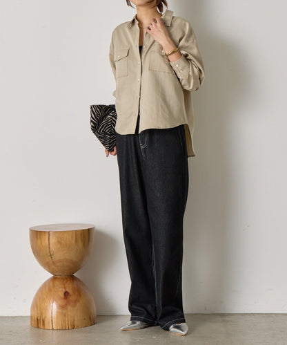 袖褶雙口袋襯衫