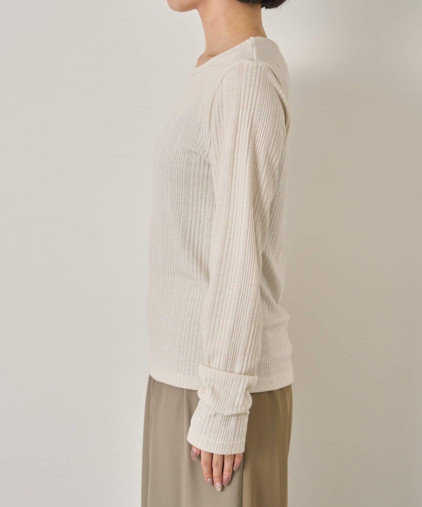 隨機亮絲羅紋針織衫