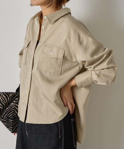 袖褶雙口袋襯衫
