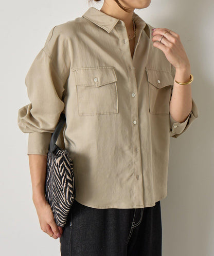 袖褶雙口袋襯衫