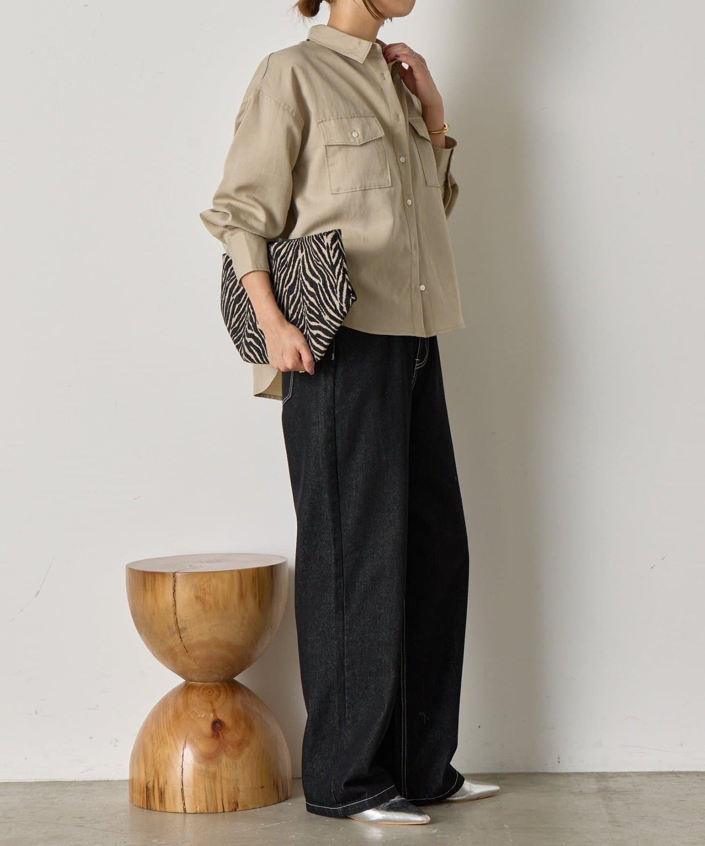 袖褶雙口袋襯衫