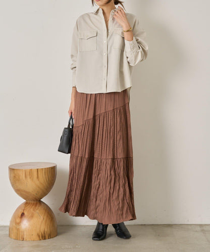 袖褶雙口袋襯衫