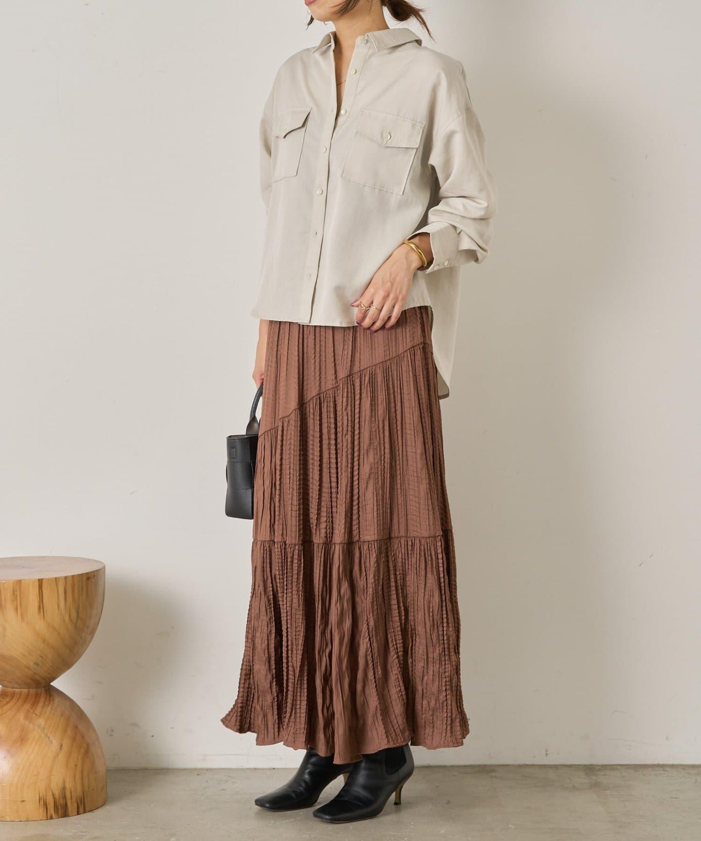 袖褶雙口袋襯衫