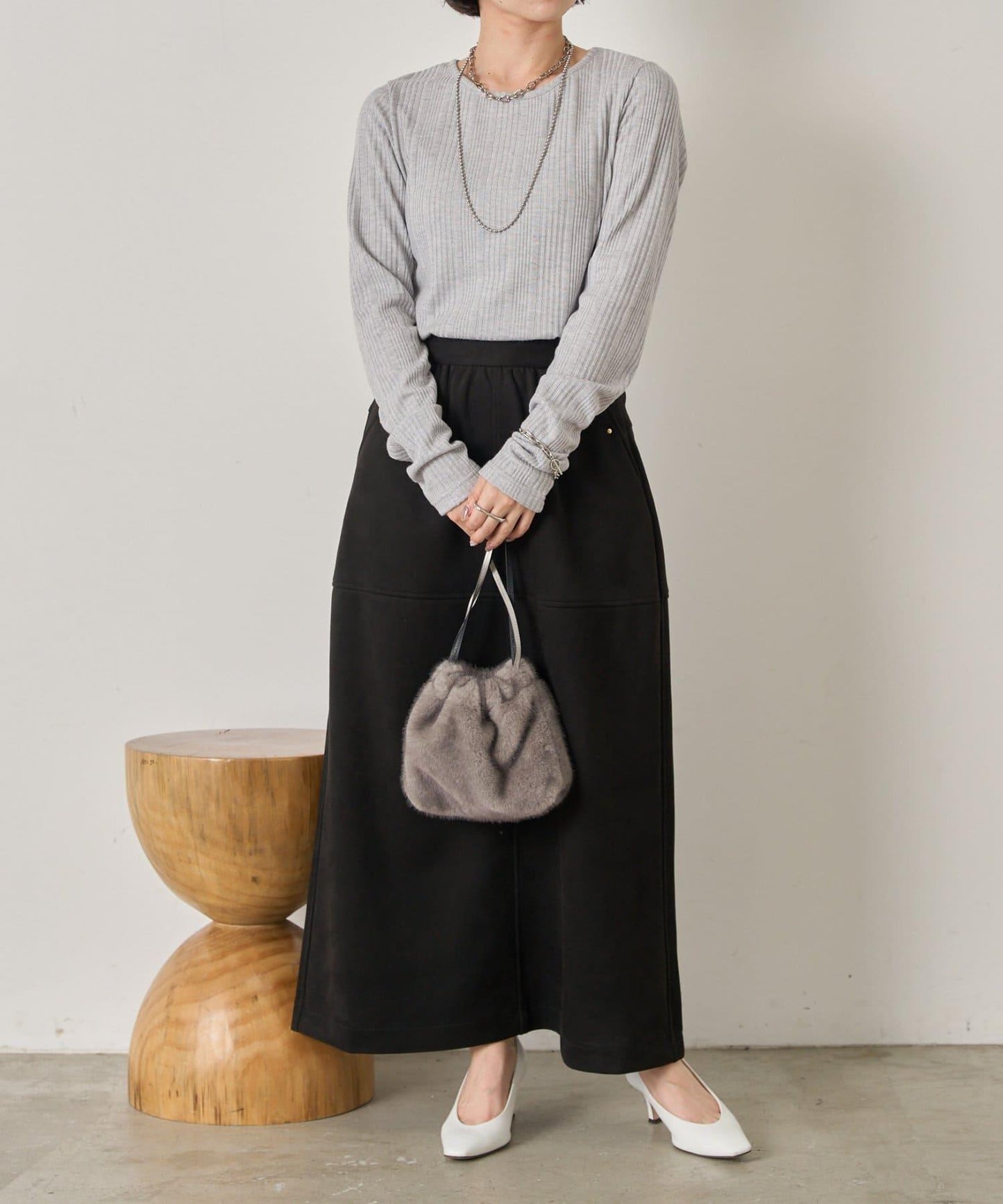 隨機亮絲羅紋針織衫