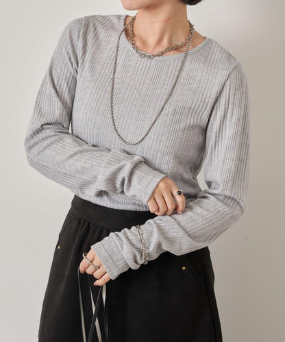 隨機亮絲羅紋針織衫