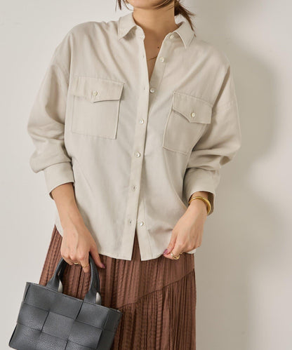 袖褶雙口袋襯衫