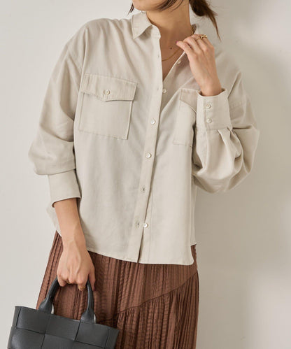 袖褶雙口袋襯衫