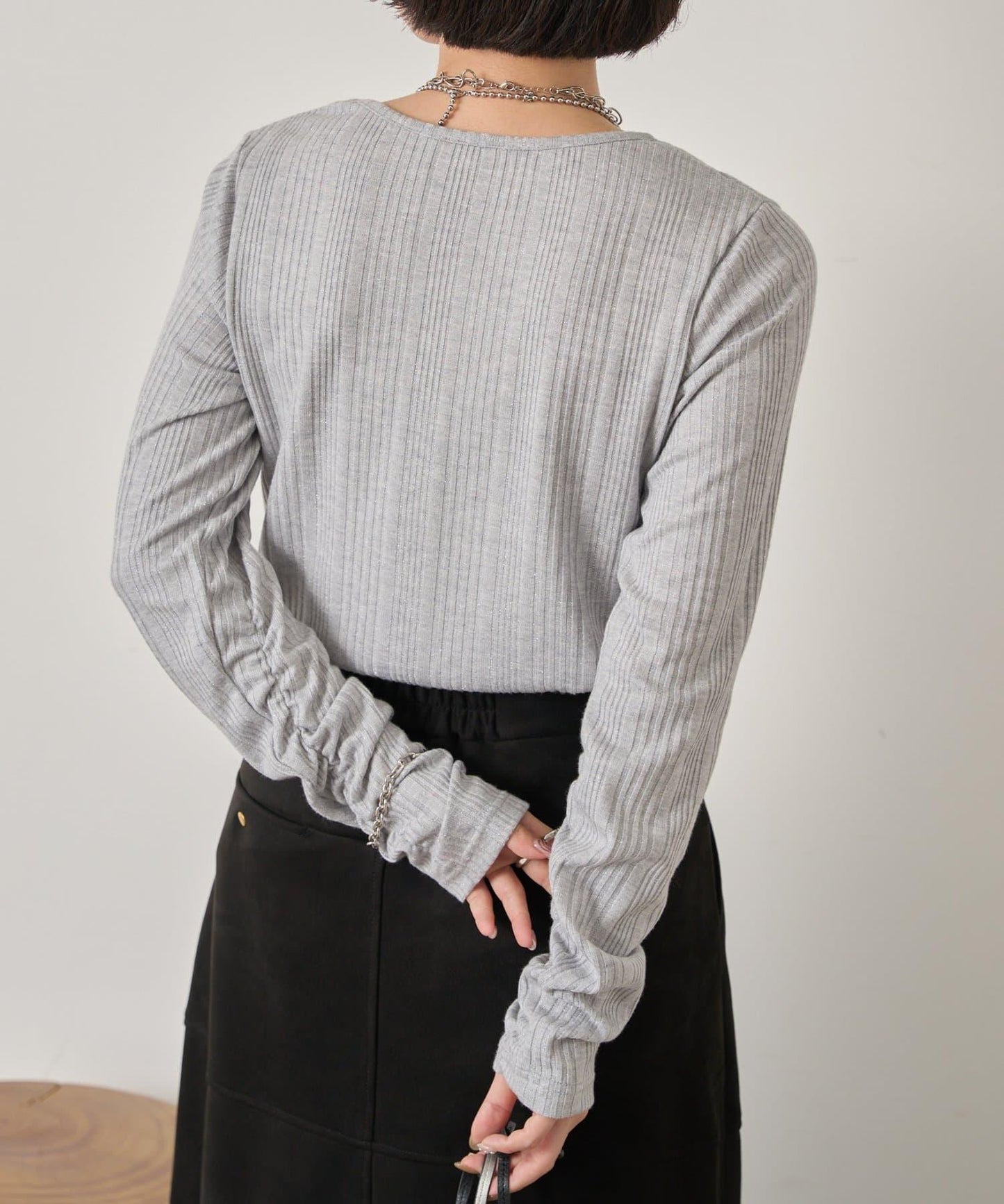 隨機亮絲羅紋針織衫