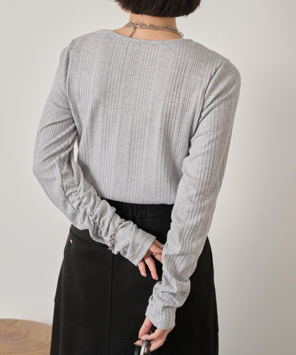 隨機亮絲羅紋針織衫