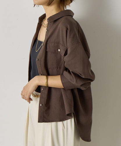 袖褶雙口袋襯衫