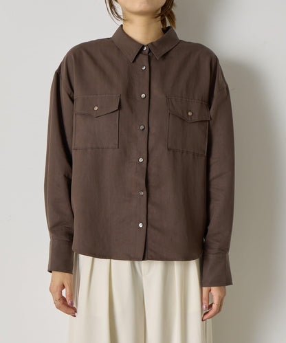 袖褶雙口袋襯衫