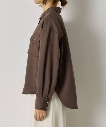 袖褶雙口袋襯衫