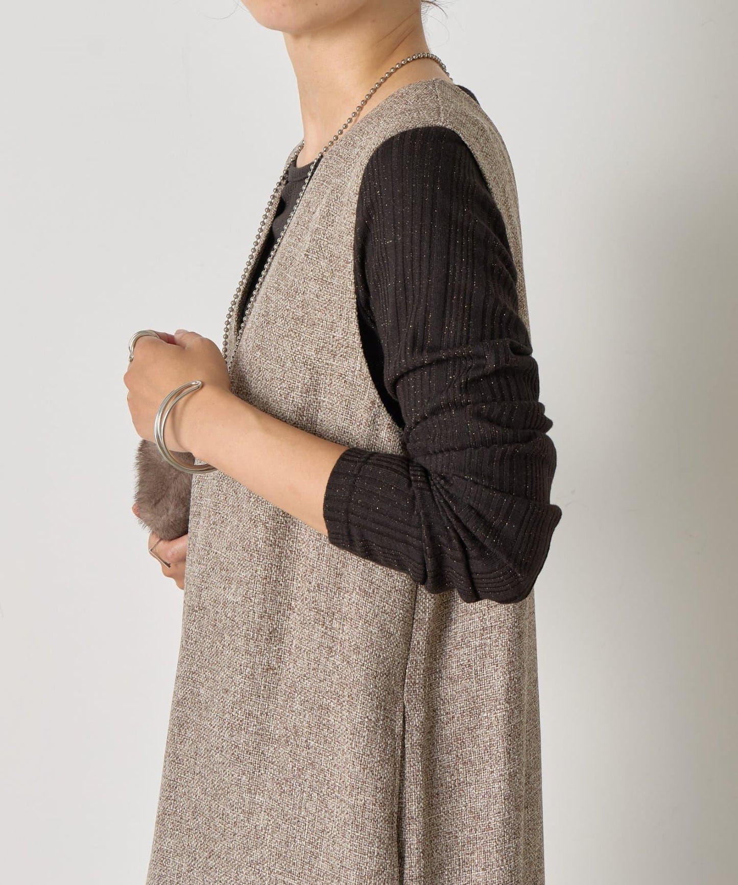 隨機亮絲羅紋針織衫