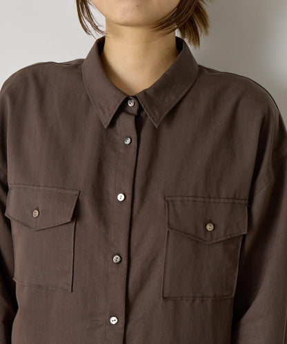 袖褶雙口袋襯衫