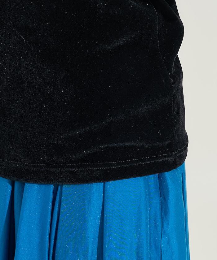 天鵝絨後背開口長袖T恤