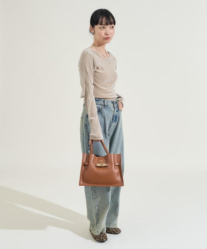 天鵝絨後背開口長袖T恤