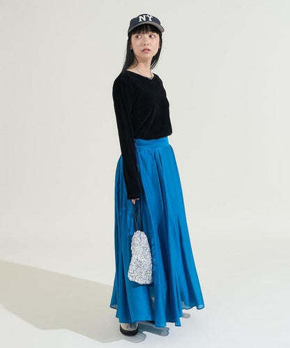 天鵝絨後背開口長袖T恤