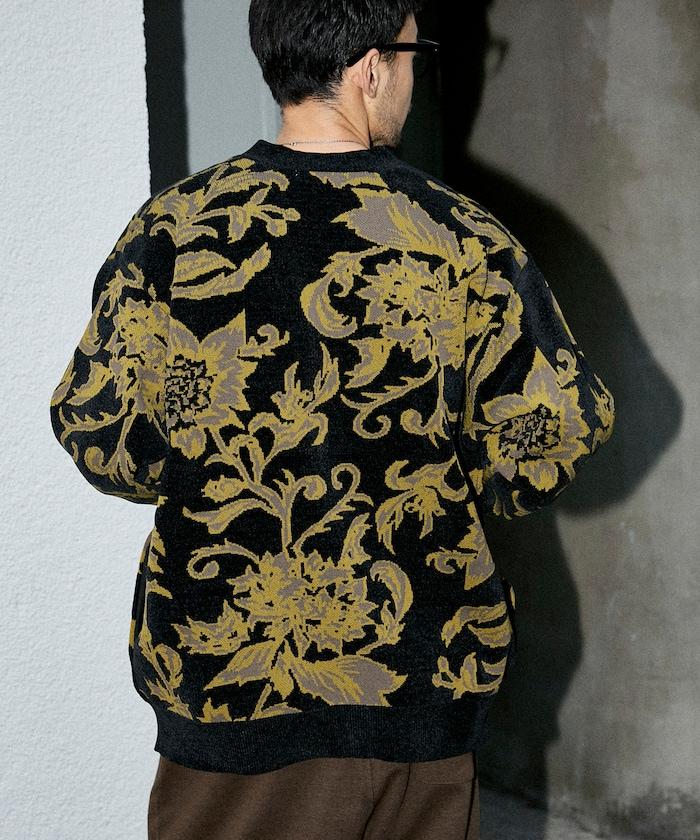 寬鬆版型 花卉全印花 毛圈紗線 針織開衫