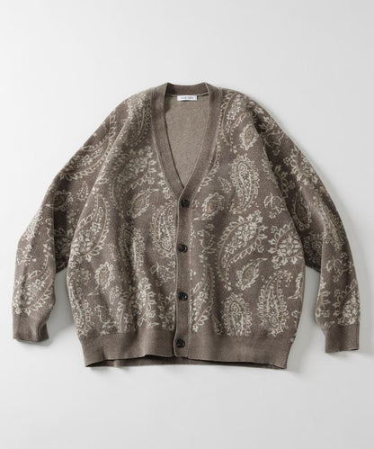 寬鬆版型佩斯利滿印花毛圈紗線針織開衫