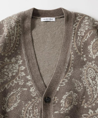 寬鬆版型佩斯利滿印花毛圈紗線針織開衫