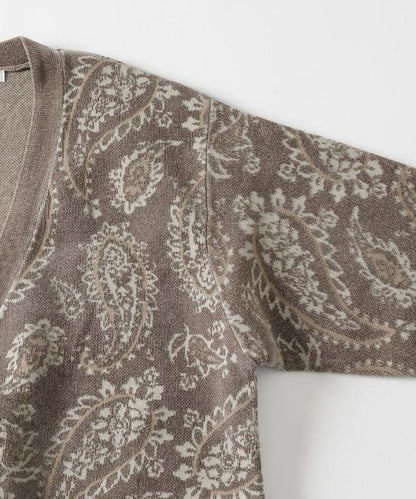 寬鬆版型佩斯利滿印花毛圈紗線針織開衫