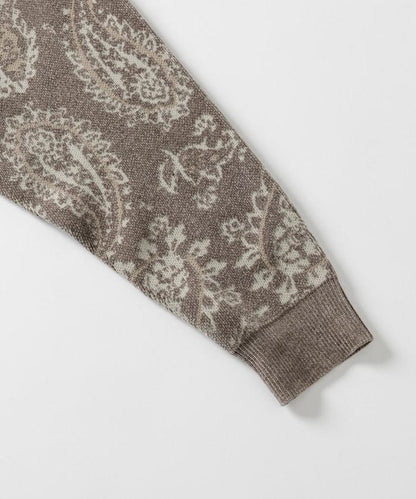 寬鬆版型佩斯利滿印花毛圈紗線針織開衫