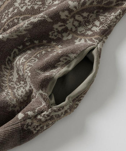 寬鬆版型佩斯利滿印花毛圈紗線針織開衫