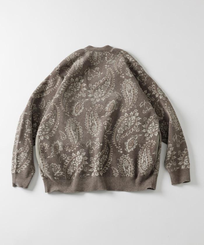 寬鬆版型佩斯利滿印花毛圈紗線針織開衫