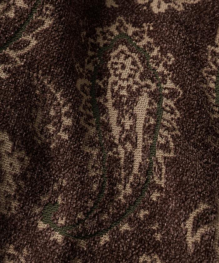 寬鬆版型佩斯利滿印花毛圈紗線針織開衫