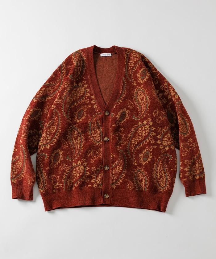 寬鬆版型佩斯利滿印花毛圈紗線針織開衫