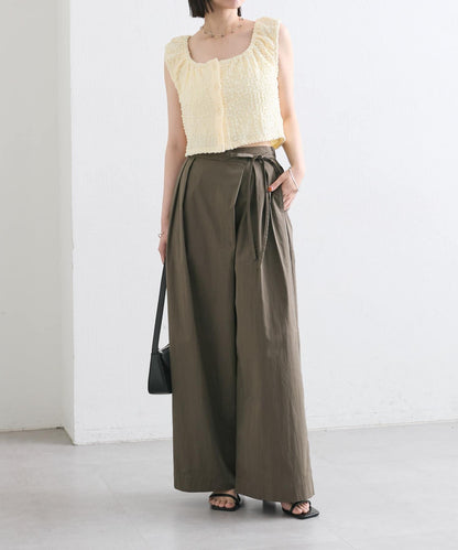 mystic 抽褶方領短款背心