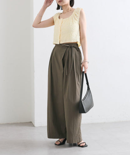 mystic 抽褶方領短款背心