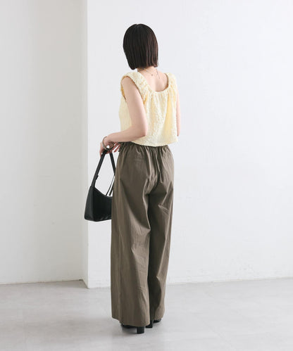 mystic 抽褶方領短款背心