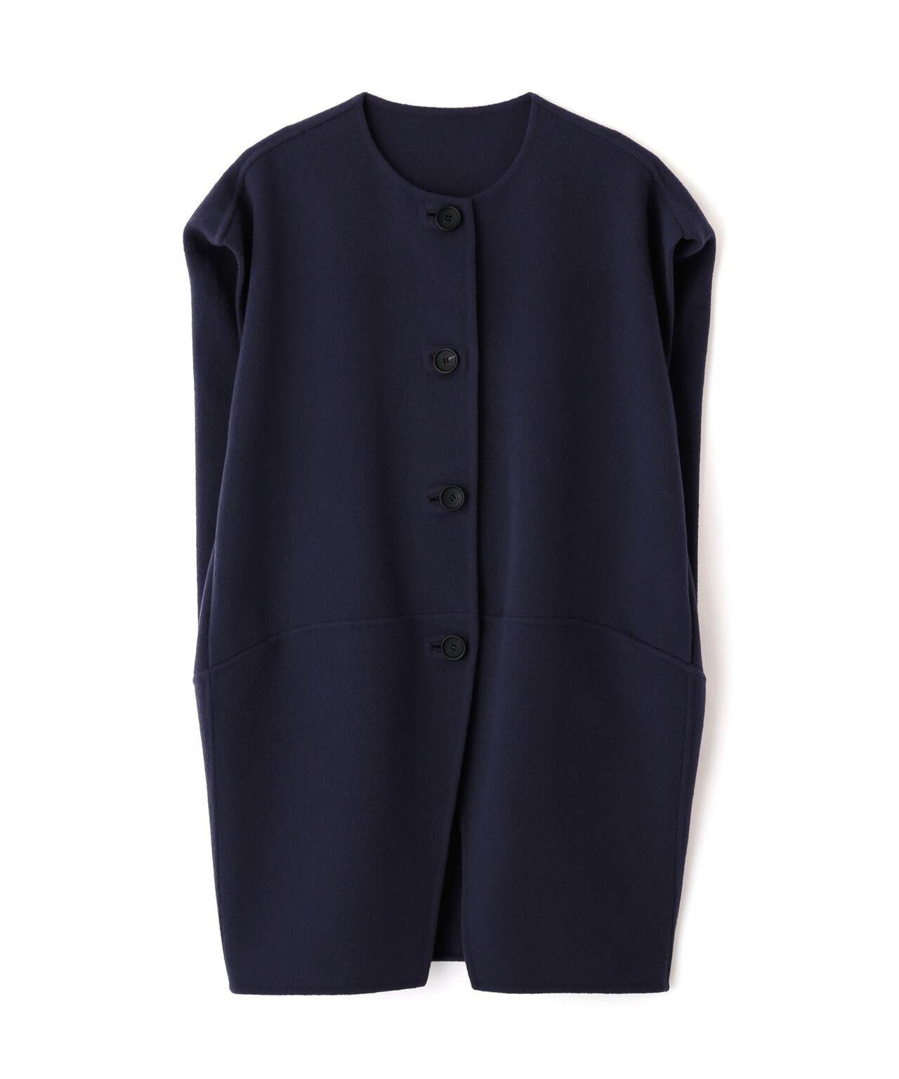 固體羊毛無領開衫