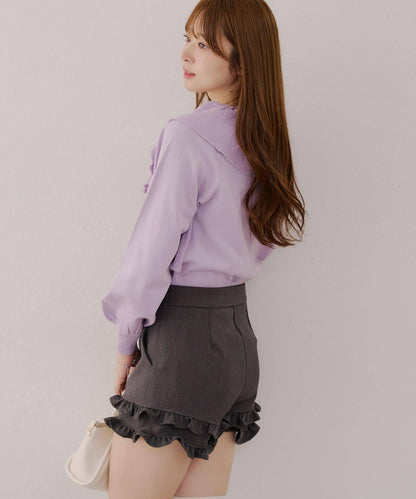 【RMAF】交叉荷葉邊針織衫