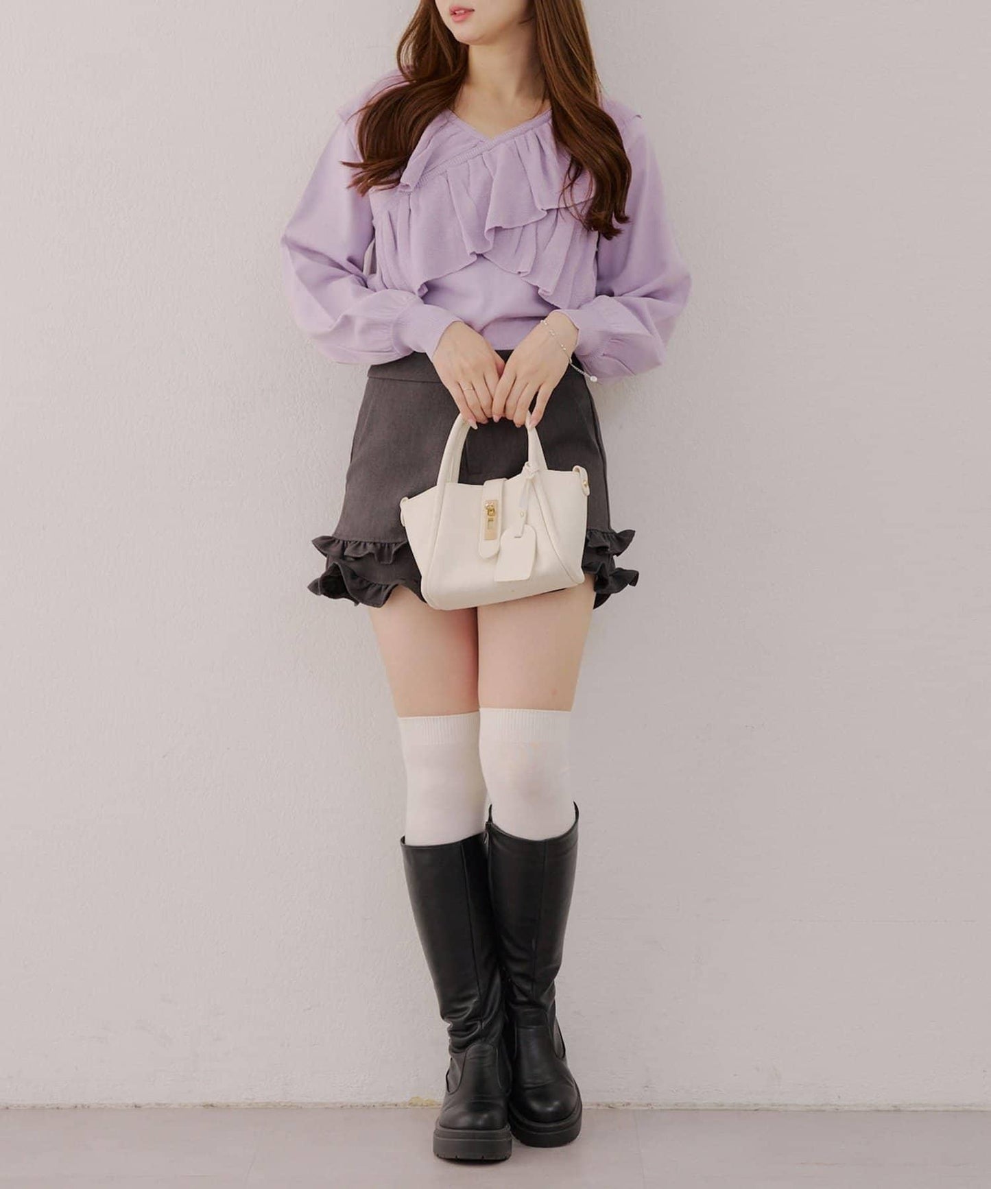 【RMAF】交叉荷葉邊針織衫