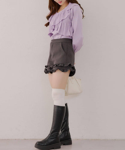 【RMAF】交叉荷葉邊針織衫