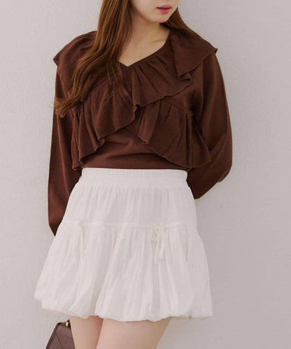 【RMAF】交叉荷葉邊針織衫