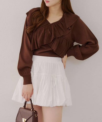 【RMAF】交叉荷葉邊針織衫