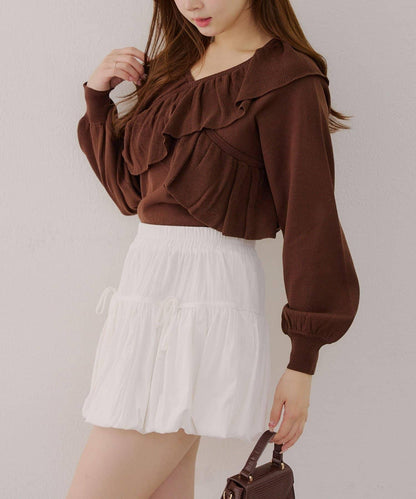 【RMAF】交叉荷葉邊針織衫