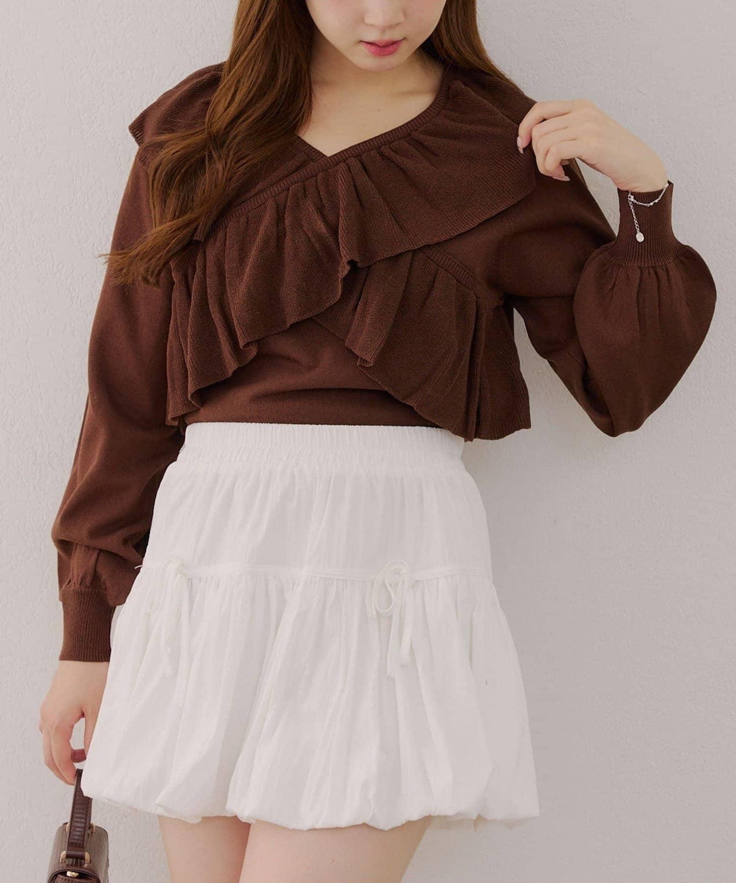 【RMAF】交叉荷葉邊針織衫